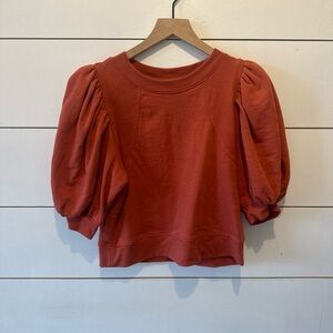 Maeve Puff Sleeve Sweatshirt - Warm Rust